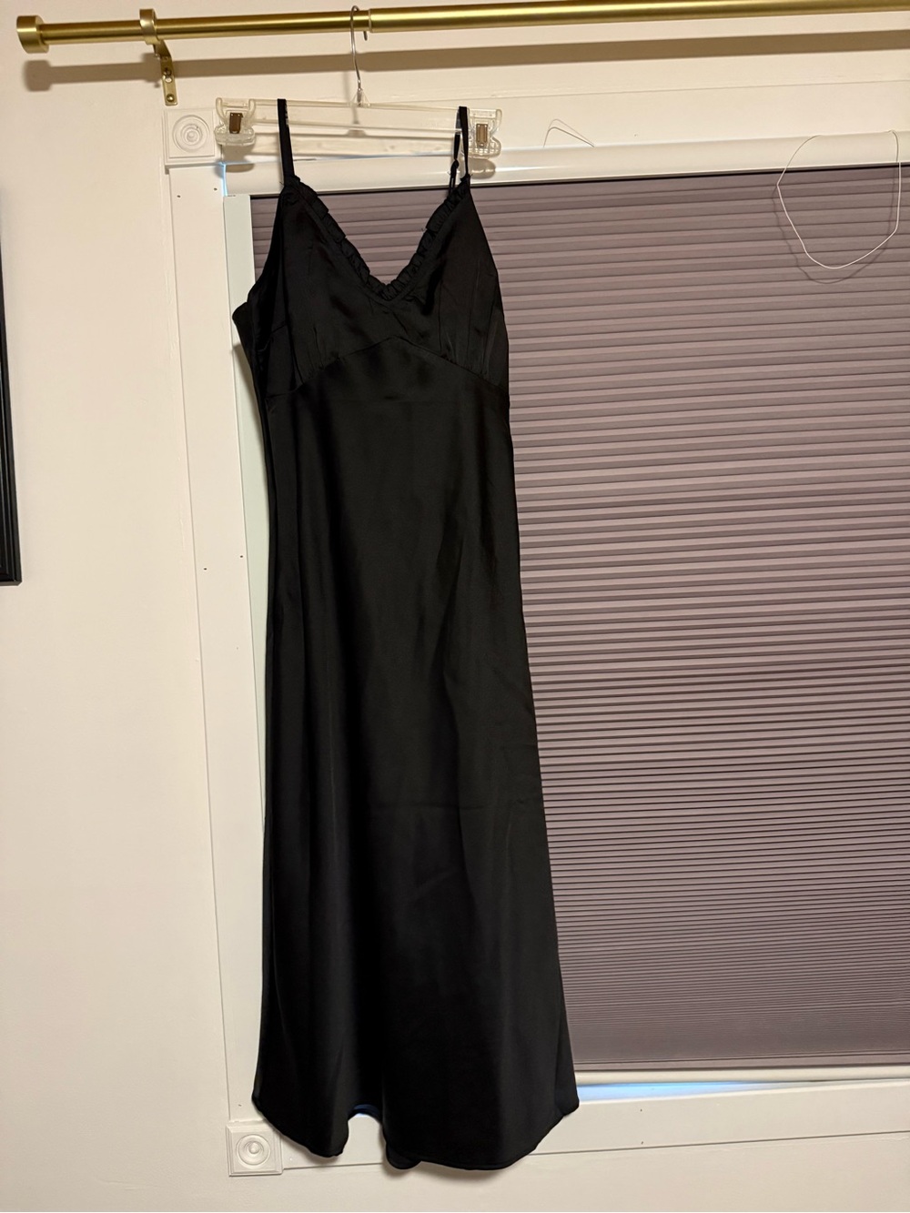 Silky Black Midi Dress with Slit